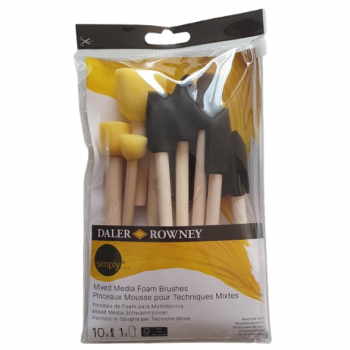 Poroloninių teptukų rinkinys mišrioms technikoms Daler-Rowney  Simply trumpas kotas, 10vnt