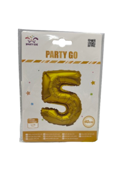 Balionas iš folijos skaičius 5 aukso sp.40cm