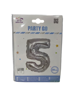 Balionas folijos skaičius 5 sidabro sp.40cm