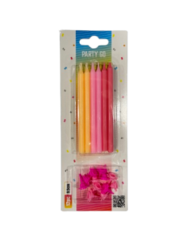 Žvakės tortui įv.spalvų12vnt.9,5cm