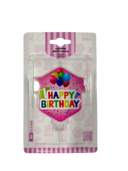 Žvakė-dekoracija tortui rožinės sp.1vnt.7,4x11,7cm