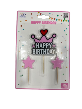 Žvakė-dekoracija su žvaigždutėmis rožinės sp.3vnt.