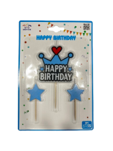 Žvakė-dekoracija su žvaigždutėmis mėlynos sp.3vnt.