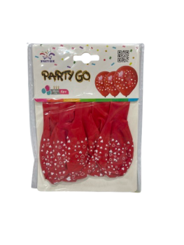 Balionai raudonos sp.su širdelėmis 6vnt 30cm