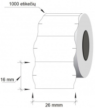 Lipnios etiketės į kainų ženklintuvus, 26x16mm, banguot., 1000 etik., baltos sp.