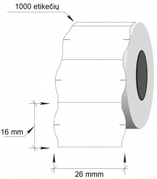 Lipnios etiketės į kainų ženklintuvus, 26x16mm, banguot., 1000 etik., baltos sp.