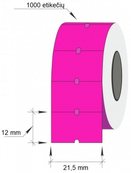 Lipnios etiketės į kainų ženklintuvus, 21,5x12mm, 1000 etik., avietinės sp.