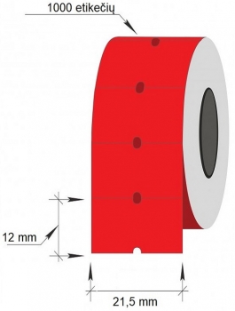 Lipnios etiketės į kainų ženklintuvus, 21,5x12mm, 1000 etik., raudonos sp.