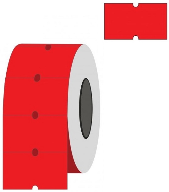 Lipnios etiketės į kainų ženklintuvus, 21,5x12mm, 1000 etik., raudonos sp.
