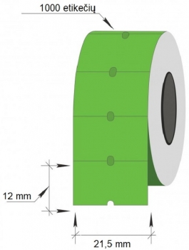Lipnios etiketės į kainų ženklintuvus, 21,5x12mm, 1000 etik., žalios sp.