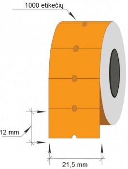 Lipnios etiketės į kainų ženklintuvus, 21,5x12mm, 1000 etik., oranžinės sp.
