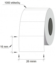 Lipnios etiketės į kainų ženklintuvus, 26x16mm, stačiak., 1000 etik., baltos sp.