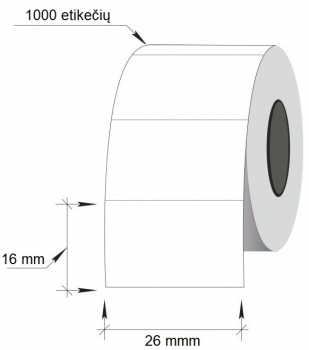 Lipnios etiketės į kainų ženklintuvus, 26x16mm, stačiak., 1000 etik., baltos sp.