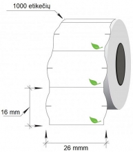 Lipnios etiketės į kainų ženklintuvus, 26x16mm, silpno lipnumo, banguot., 1000 etik., baltos sp.