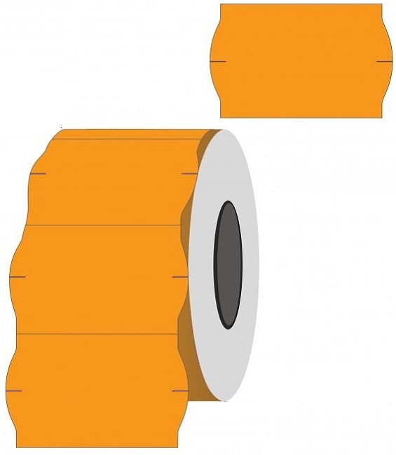 Lipnios etiketės į kainų ženklintuvus, 26x16mm, banguot., 1000 etik., oranžinės sp.