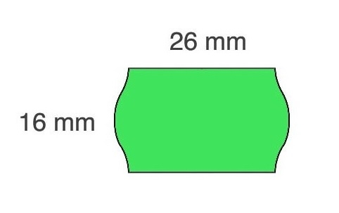 Lipnios etiketės į kainų ženklintuvus, 26x16mm, banguot., 1000 etik., žalios sp.