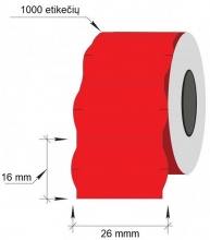 Lipnios etiketės į kainų ženklintuvus, 26x16mm, banguot., 1000 etik., raudonos sp.