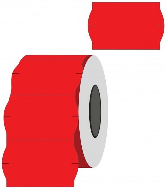 Lipnios etiketės į kainų ženklintuvus, 26x16mm, banguot., 1000 etik., raudonos sp.