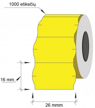 Lipnios etiketės į kainų ženklintuvus, 26x16mm, banguot., 1000 etik., geltonos sp.