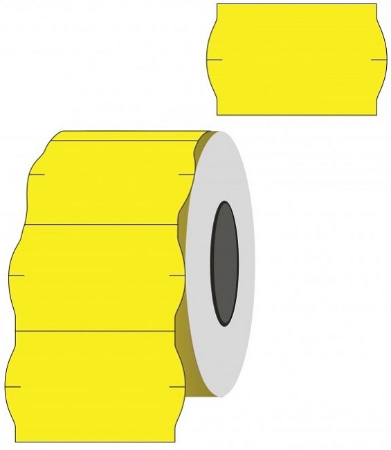 Lipnios etiketės į kainų ženklintuvus, 26x16mm, banguot., 1000 etik., geltonos sp.