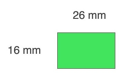 Kainų etiketės lipnios 26x16mm., žalios sp., stačiakampės