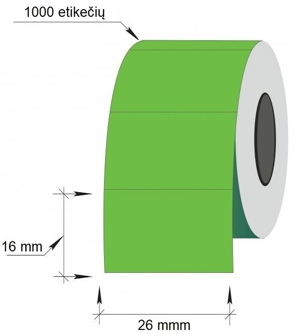 Kainų etiketės lipnios 26x16mm., žalios sp., stačiakampės