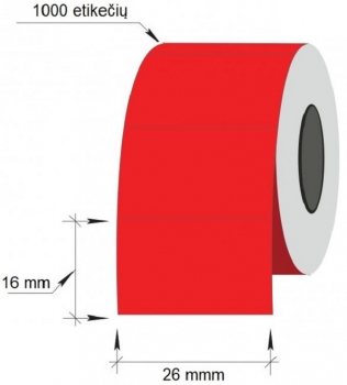 Lipnios etiketės į kainų ženklintuvus, 26x16mm, stačiak., 1000 etik., raudonos sp.