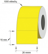 Lipnios etiketės į kainų ženklintuvus, 26x16mm, stačiak., 1000 etik., geltonos sp.