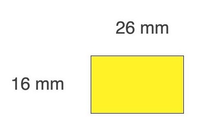 Lipnios etiketės į kainų ženklintuvus, 26x16mm, stačiak., 1000 etik., geltonos sp.