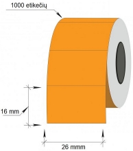 Lipnios etiketės į kainų ženklintuvus, 26x16mm, stačiak., 1000 etik., oranžinės sp.