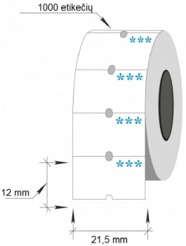 Lipnios etiketės į kainų ženklintuvus, 21,5x12mm, stipraus lipnumo, 1000 etik., baltos sp.