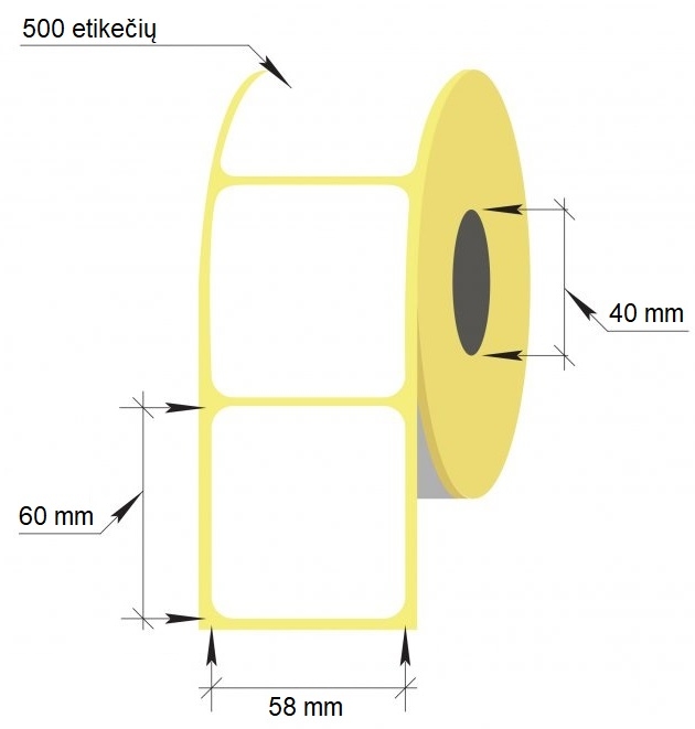 Lipnios etiketės 1-58x60x40 500 etketčių thermal eco
