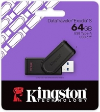 Atmintinė Kingston DataTraveler Exodia 64GB USB 3.2 Juodos spalvos