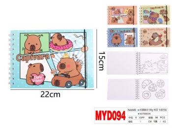 Spalvinimo knygutė CAPIVARA spiralinis įrišimas 220x115mm 96lapai