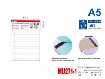 Bloknotas A5 linija baltos sp. 40lapų MOTARRO