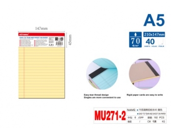 Bloknotas A5 linija geltonos sp. 40lapų MOTARRO