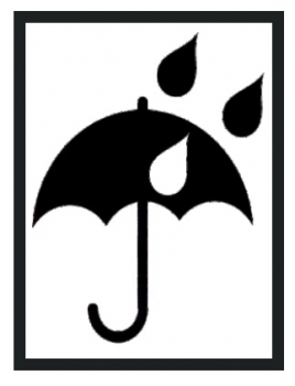 Informacinis lipdukas siunčiamų prekių pakuotės ženklinimui SAUGOTI NUO DRĖGMĖS, 52x40mm, 100 vnt.