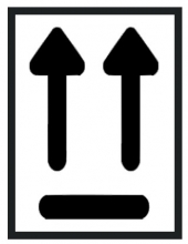 Informacinis lipdukas siunčiamų prekių pakuotės ženklinimui NEVARTYTI, 52x40mm, 100 vnt.