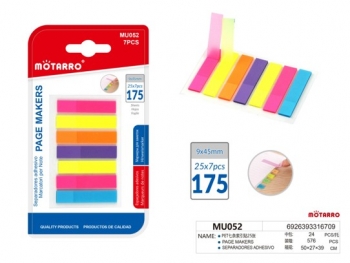 Indeksai lipnūs plastikiniai 9 x 45mm 7sp x 25lapų MOTARRO