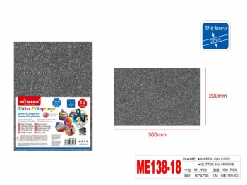 Putgumės lakštų rinkinys A4 10lapų 2mm sidabro spalva su blizgučiais MOTARRO