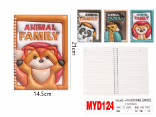 Užrašų knygutė MOTARRO spiralinis įrišimas A5 60l linija ANIMAL FAMILY
