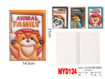 Užrašų knygutė MOTARRO spiralinis įrišimas A5 60l linija ANIMAL FAMILY