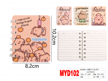 Užrašų knygutė CAPYBARA spiralinis įrišimas 70lapų linija 80x100mm MOTARRO