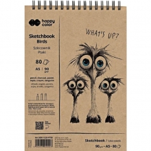 Albumas A5 80l. eskizams 90gm2, su spirale Paukščiai Happy Color HA 3809 1520-PT8