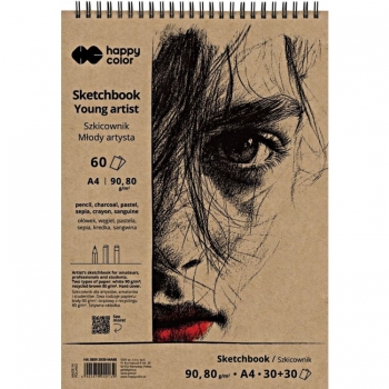 Albumas A4 60l. eskizams 80 90gm2, su spirale Happy