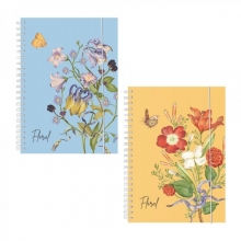 Užrašų knygelė A5 40l. linija, FLORAL, PPL viršeliu, su spirale, SPREE