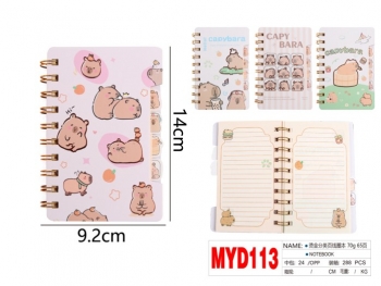 Užrašų knygutė CAPYBARA spiralinis įrišimas 60lap linija 92x140mm MOTARRO