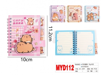 Užrašų knygutė CAPYBARA spiralinis įrišimas 60lap linija 100x112mm MOTARRO