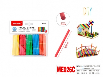 Mediniai pagaliukai spalvoti 5cm×80 mm, 100 vnt