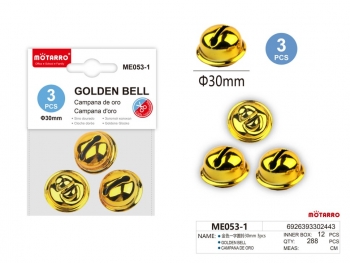 Auksiniai apvalūs varpeliai su kilpele 30 mm